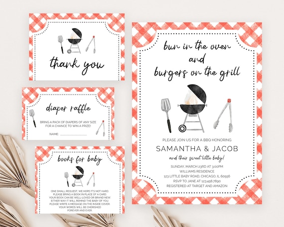 Editable BBQ Baby Shower Invitation Bundle Backyard Baby - Etsy