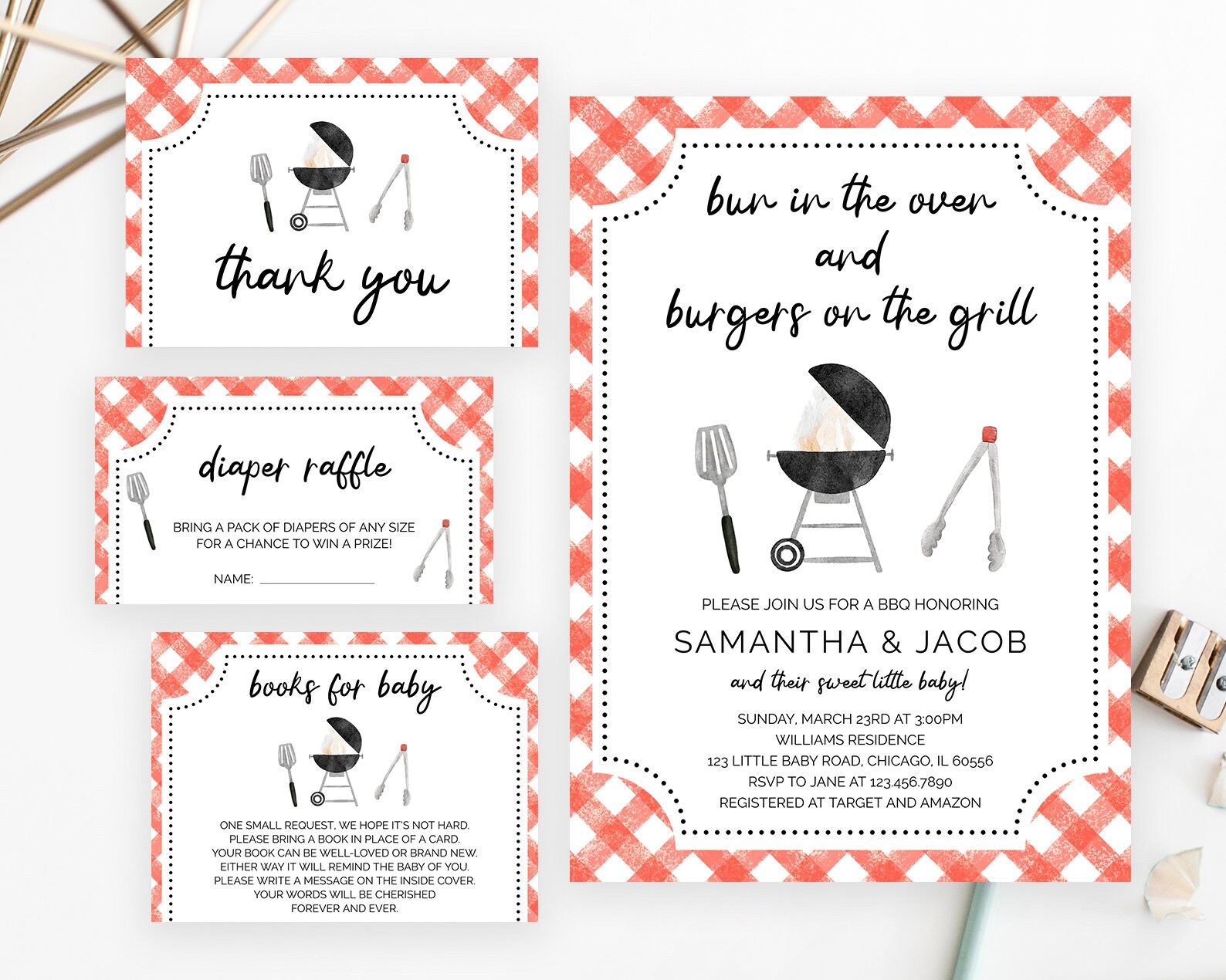 Editable BBQ Baby Shower Invitation Bundle Backyard Baby - Etsy