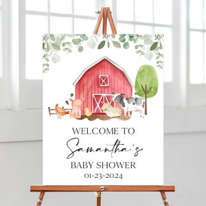 Bearbeitbares Boy Farm Babyparty Willkommensschild, Greenery Farm Babyparty Poster, Boy Farm Barnyard Babypartydekor, BBS648