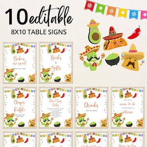 Editable Taco Bout a Baby Shower Table Sign, Mexican Shower Babies are Sweet Favors, Taco Diaper Raffle, Fiesta Taco Shower Gifts, BBS1075