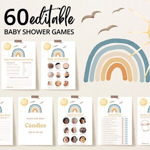 Editable Sunshine Baby Shower Game Bundle, Here Comes the Son Baby ...