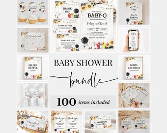 Editable BBQ Baby Shower Bundle, Backyard Baby Shower Invitation Pack, Baby-q Baby Shower, Coed BBQ Shower Games, Gender Neutral, BBS791