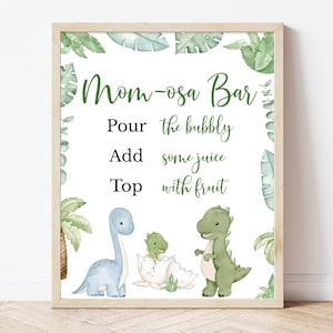 Momosa Bar Zeichen Dinosaurier Babyparty, es ist ein Junge Dinosaurier Babyparty Mimosa Bar Zeichen, Junge Boho Dinosaurier Baby Shower Decor, BBS587
