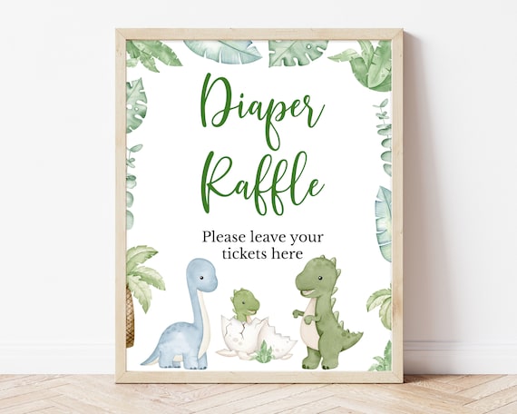 Diaper Raffle Sign Dinosaur Baby Shower, It's a Boy Dinosaur Baby Shower Diaper Ticket Sign, Boy Boho Dinosaur Baby Shower Decor, BBS587