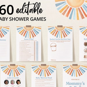 Editable Sunshine Baby Shower Game Bundle Here Comes the Son - Etsy UK