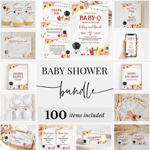 Editable BBQ Baby Shower Bundle, Backyard Baby Shower Invitation Pack, Baby-q Baby Shower, Coed BBQ Shower Games, Gender Neutral, BBS394