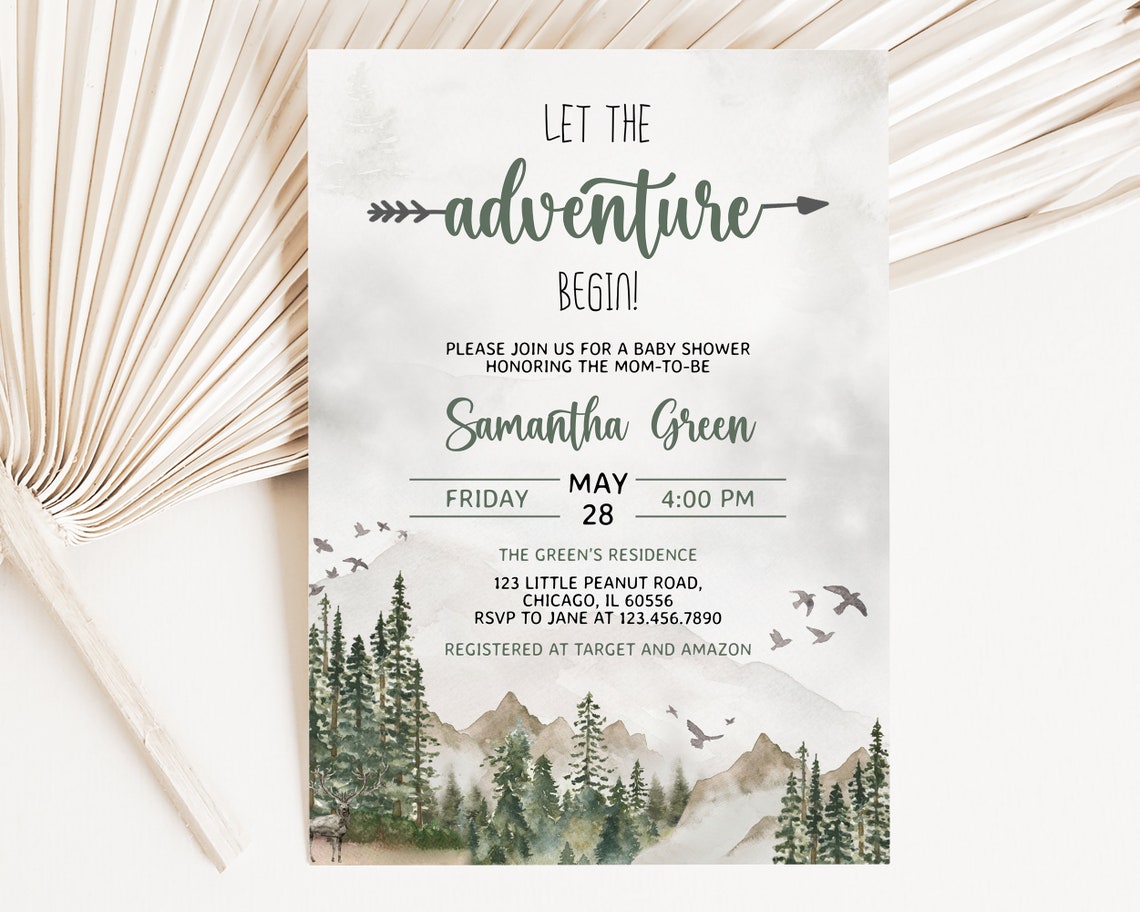 Editable Let the Adventure Begin Gender Neutral Baby Shower Invitation ...