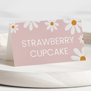 Bearbeitbare Daisy Baby Shower Food Label, Baby in Bloom Daisy Baby Shower Zelt Karte, Boho Daisy Baby Shower, BBS620