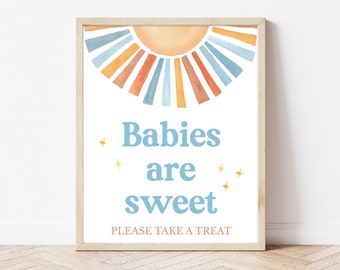 Babies are Sweet Sign Sunshine Baby Shower, Here Comes the Son Baby Shower Favors Sign, Boy Sonshine Shower, Boho Sunshine Decor, BBS398