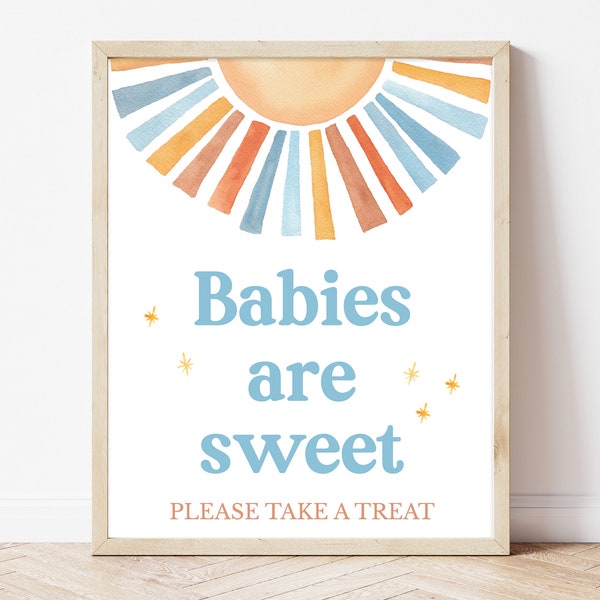 Babies are Sweet Sign Sunshine Baby Shower, Here Comes the Son Baby Shower Favors Sign, Boy Sonshine Shower, Boho Sunshine Decor, BBS398