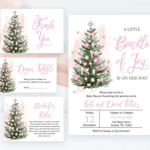 A Merry Little Baby Shower Invitation Set Christmas Baby Etsy