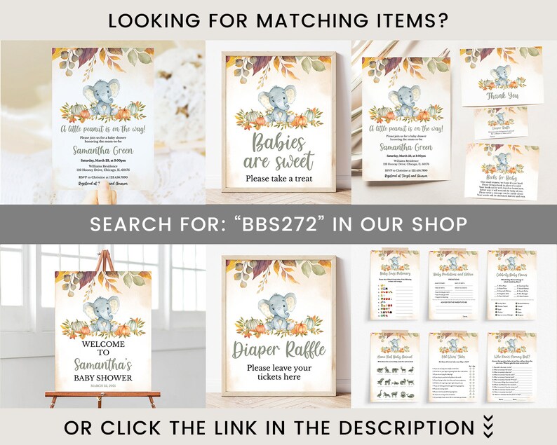 Editable Fall Elephant Baby Shower Invitation Pumpkin Etsy