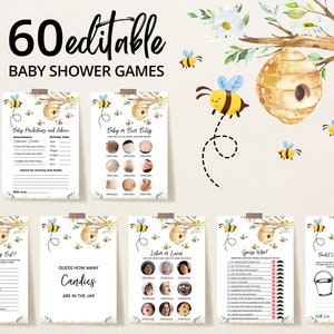Editable Oh BaBee Baby Shower Game Bundle, Honey Bee Baby Shower Game Pack, Bee Baby Shower Games, Sweet as can bee, BBS200