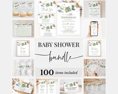 Editable A Little Fisherman Baby Shower Bundle, Boy Fishing Baby Shower Invitation Pack, Green Fishing Baby Shower Games Package, BBS687