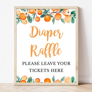 Diaper Raffle Sign Little Cutie Baby Shower, Orange Diaper Ticket Sign Baby Shower, Gender Neutral Orange Citrus Baby Shower, Citrus BBS250