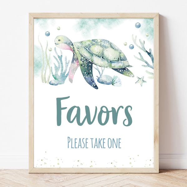 Favors Sign Boy Turtle Baby Shower, Little Hatching Baby Shower Babies are Sweet Sign, Under the Sea Turtle Baby Shower Decor, BBS704