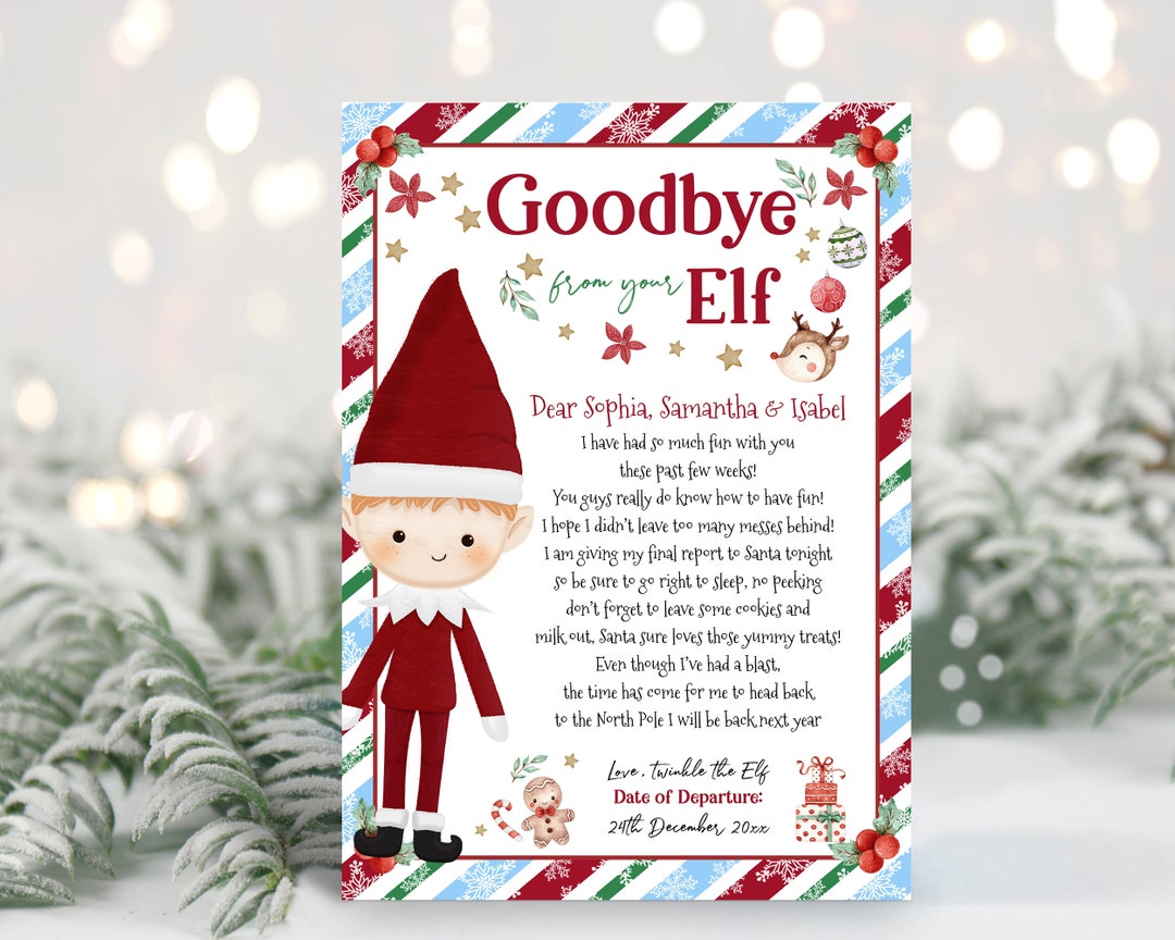 Editable Goodbye From Your Elf Elf Bye Letter Elf Farewell - Etsy UK