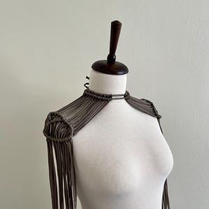 Epaulette macrame top, rave outfit, macrame fringe epaulettes for festival,Themis Macrame Shoulder Accessories
