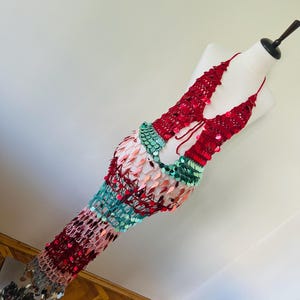Sequins dress Handmade Crochet Maxi Dress with Colorful Sequins Colorful Crochet Long Maxi Dress Festival Outfit Lace Beach Summer Dress