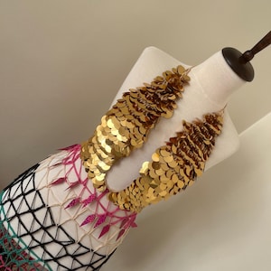 Gold Sequins Colorful Crochet Long Maxi Dress Festival Outfit Bohemian Hippie Lace Beach Summer Dress, burningman