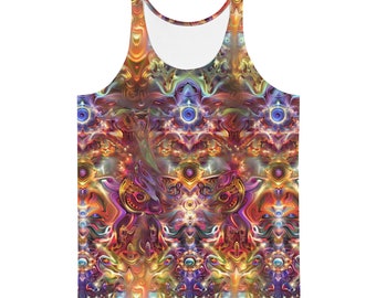 Acid Splash TANK, Psychedelic Visionary Art Tank, LSD DMT Psy Festival Outfit, Relaxed Fit, Trippy Men’s Tank Top