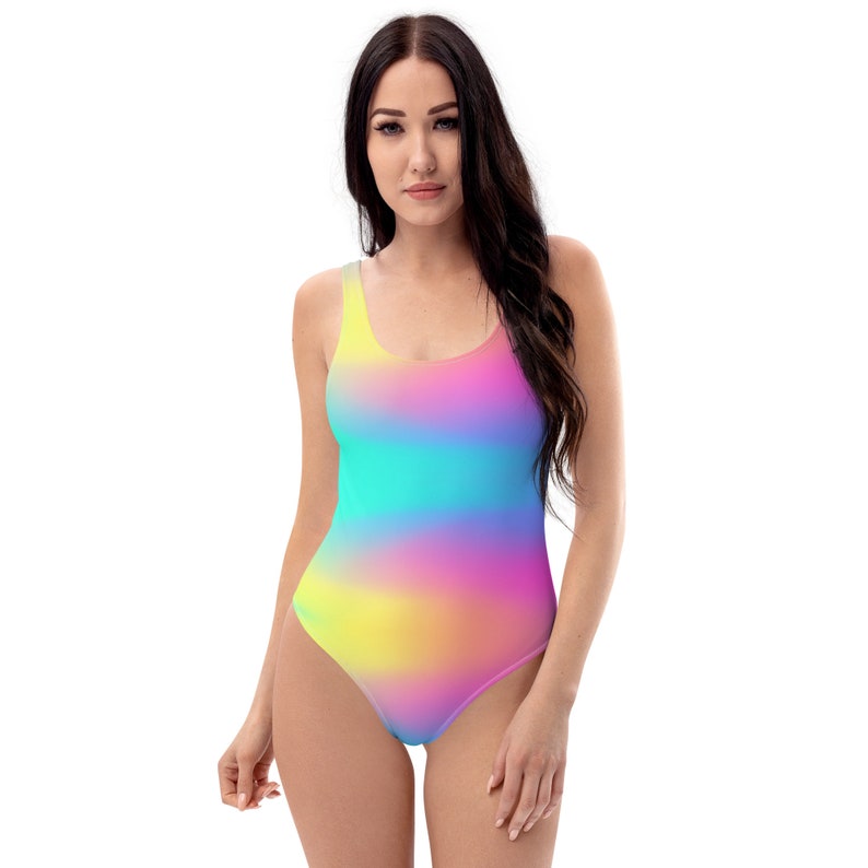 RAINBOW Swimsuit Low Back Designer Swimsuit Polyester Etsy