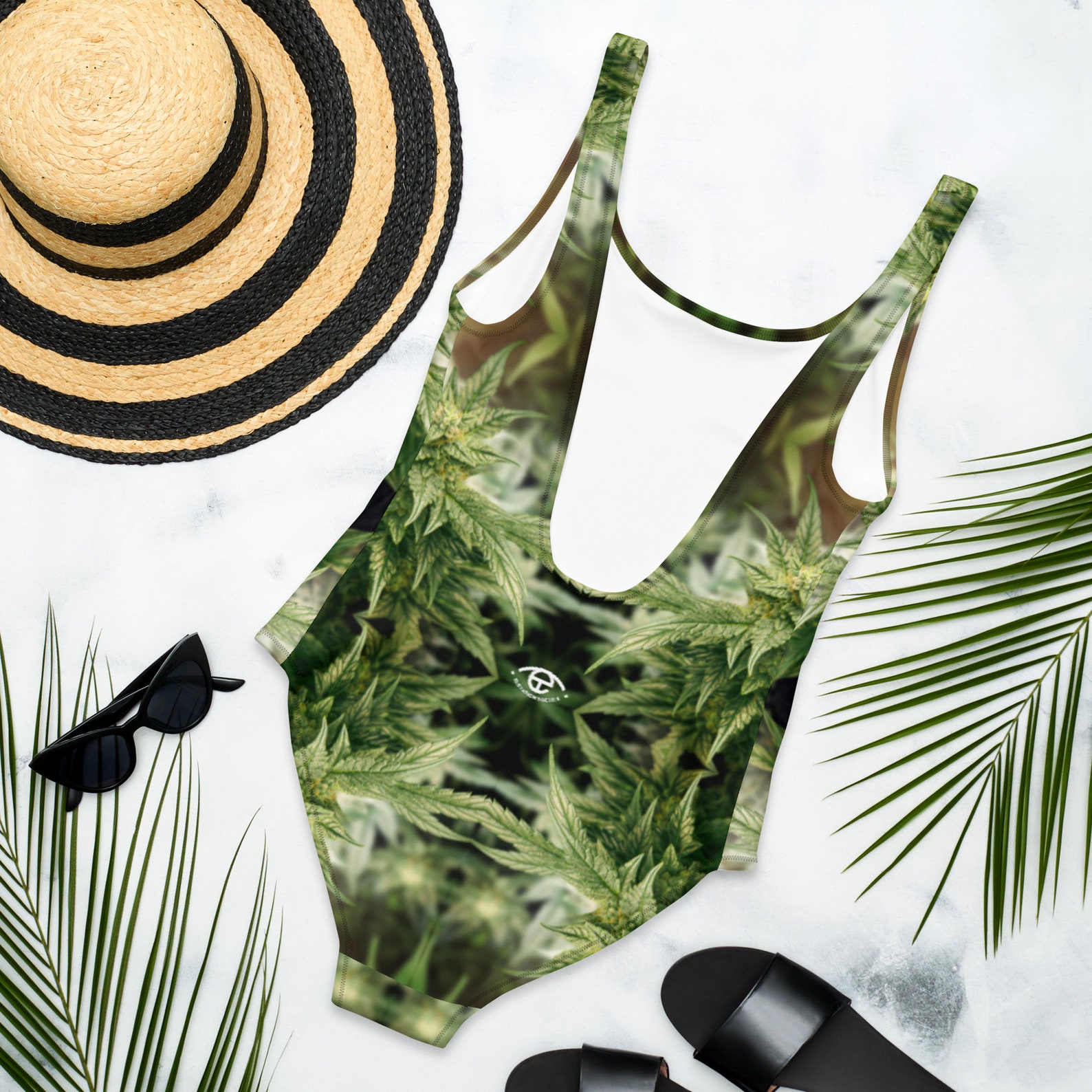 Weed Swimsuit Low Back Designer Swimsuit Polyester Spandex Etsy