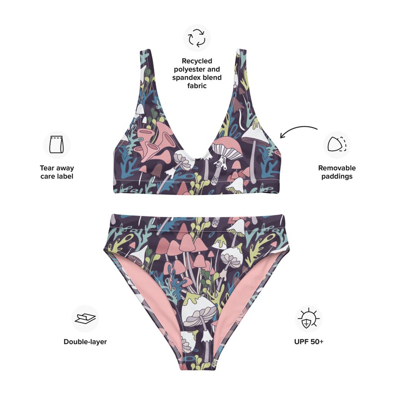 Trippy Cartoon Mushroom Bikini DESIGNER Swimsuit Recycled - Etsy