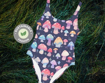 Maillot de bain une pièce Kawaii Fungi, maillot de bain Mushroom DESIGNER mignon, maillots de bain psychédélique, maillots de bain Anime Shroom femmes