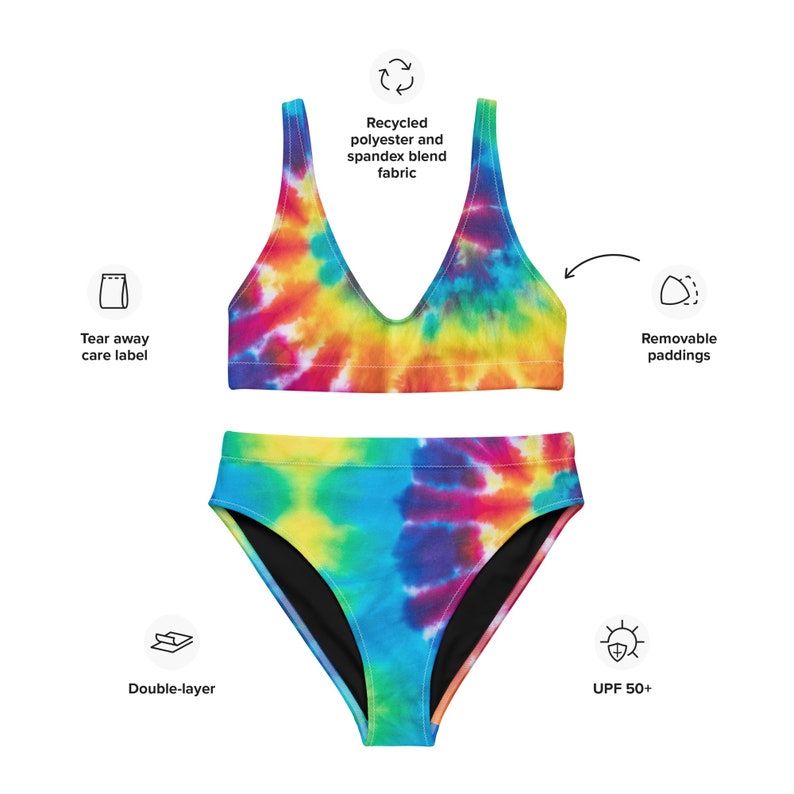 Rainbow Tiedye Print Bikini DESIGNER Swimsuit Recycled Etsy