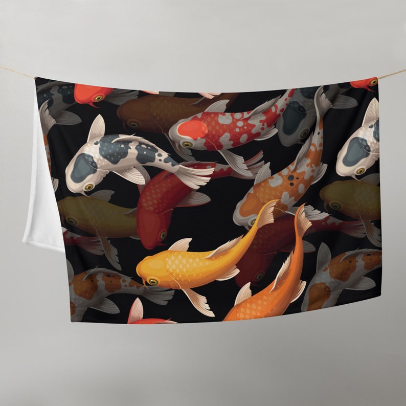 Koi Fish Throw Blanket Warm & Cozy Blanket Coi Fish Lover Etsy