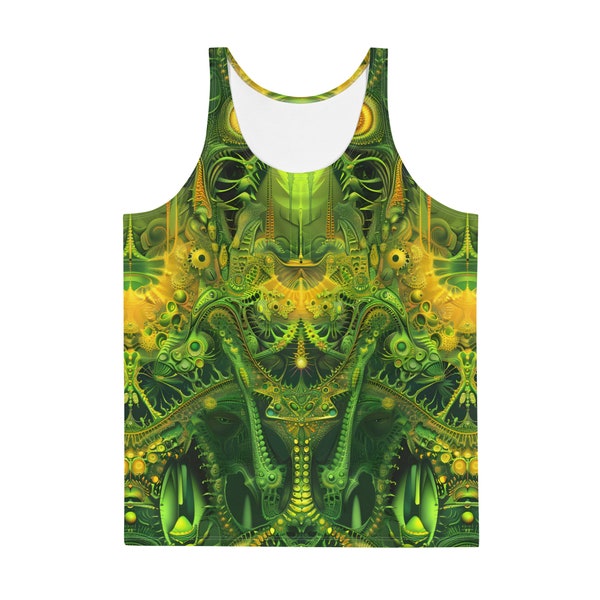 Techno Tentacle TANK, Psychedelic Visionary Art Tank, LSD DMT Psy Festival Fashion, Relaxed Fit, Trippy Men’s Tank Top