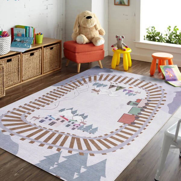 Kids Train Rug Etsy