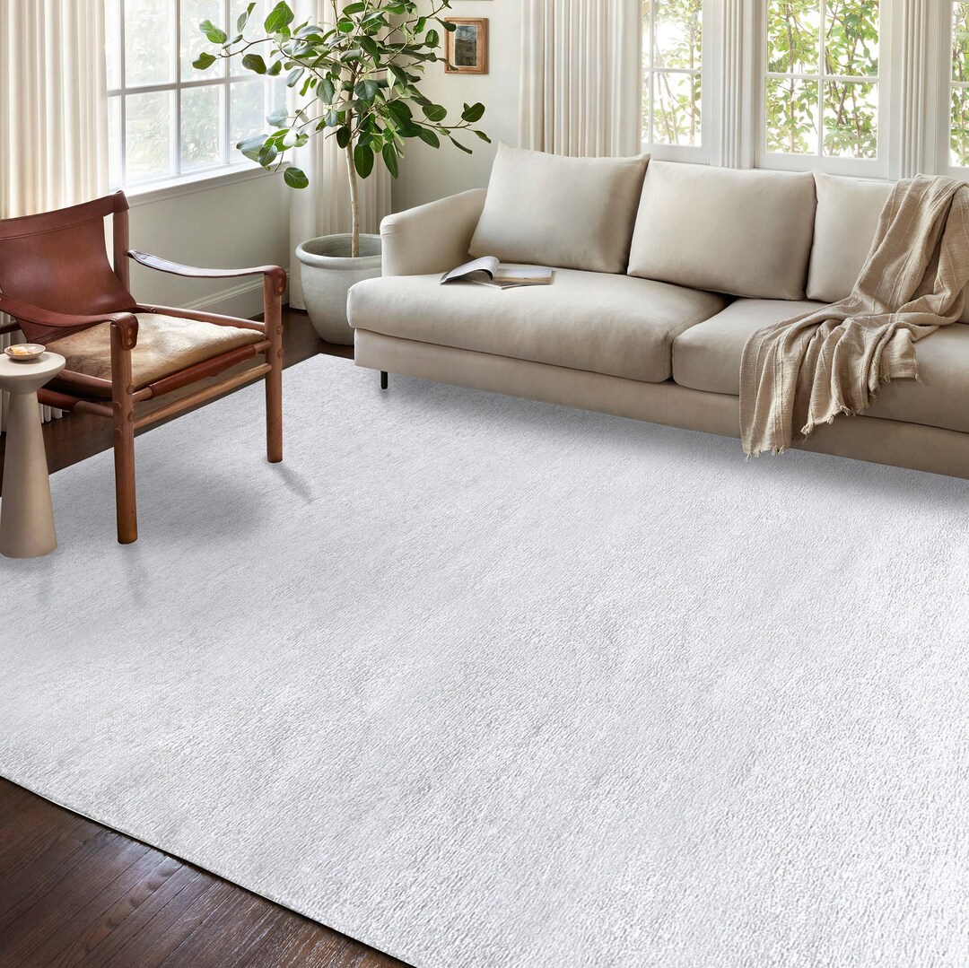 Neutral White Flatweave Rug Plain Minimalist Modern Home Etsy