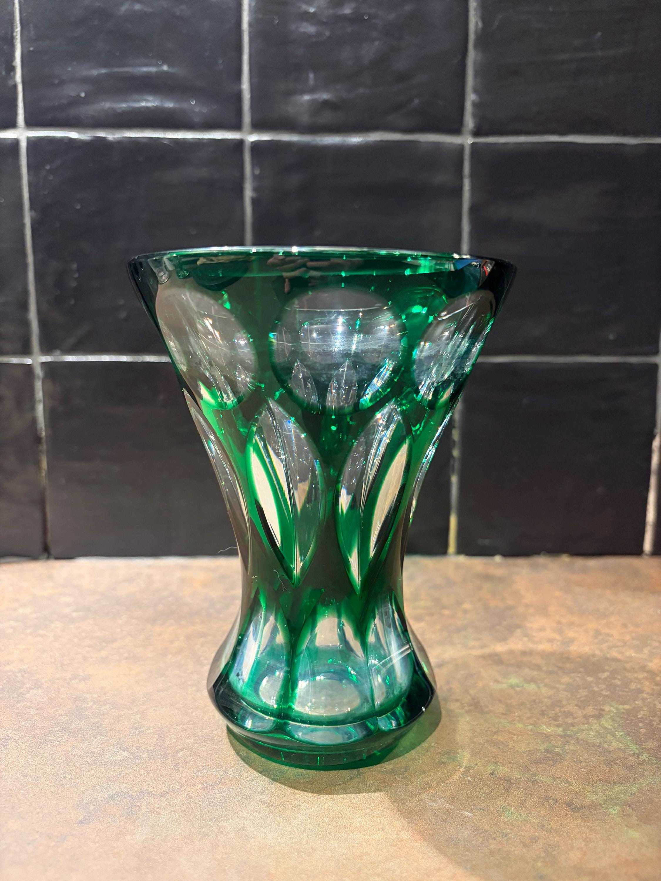 Green glass vase - Etsy 日本