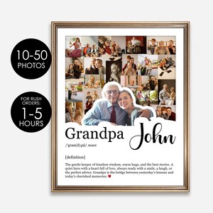 Ritratto personalizzato del nonno, collage fotografico con la definizione del nonno, regali personalizzati per il nonno, regalo del papà per il nonno, regalo dai nipoti