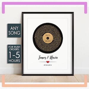 1st Anniversary Gift for Husband, Personalized Gift Wedding Song Lyrics Art, First Dance Song Anniversary Gift for Him, DIGITAL FILE ONLY