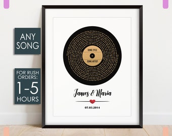 1st Anniversary Gift for Husband, Personalized Gift Wedding Song Lyrics Art, First Dance Song Anniversary Gift for Him, DIGITAL FILE ONLY