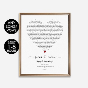 Personalize Second Anniversary Gift for Him, 2nd Anniversary Gifts for Husband, 2 Year Anniversary, Two Year Anniversary, Song Lyrics