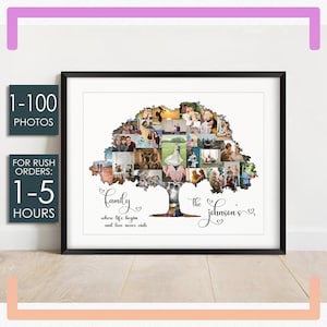 Family Tree Art Print Wall Art Canvas Family Tree Collage Custom Pictures Collage Personalized Wall Decor Family Sign