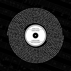 Labels For Song Any Song Lyrics Personalised Printable, Custom Vinyl Record Label ...