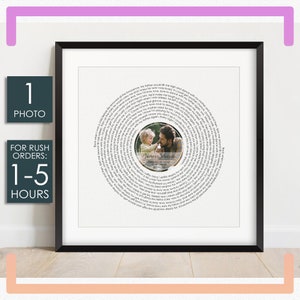 Testi di canzoni in vinile da parete per papà, regalo personalizzato per papà da parte della figlia, testi di canzoni stampabili, regalo personalizzato con foto per papà