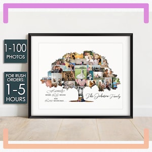 BIG Family Tree Art Print, Wall Art Canvas, Family Tree Collage, Custom Pictures Collage, Personalized Wall Decor, Family Sign