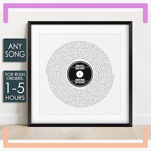 Custom Anniversary Gifts for Boyfriend, 1 Year Anniversary Gift for Husband, Song Lyrics Wall Art, One Year Anniversary Gift, For Girlfriend