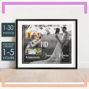 2 Year Anniversary Gift for Him, Personalized Second Anniversary Gift for Husband, 2nd Anniversary Gift for Boyfriend, Custom Photo Collage