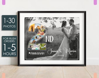 2 Year Anniversary Gift for Him, Personalized Second Anniversary Gift for Husband, 2nd Anniversary Gift for Boyfriend, Custom Photo Collage