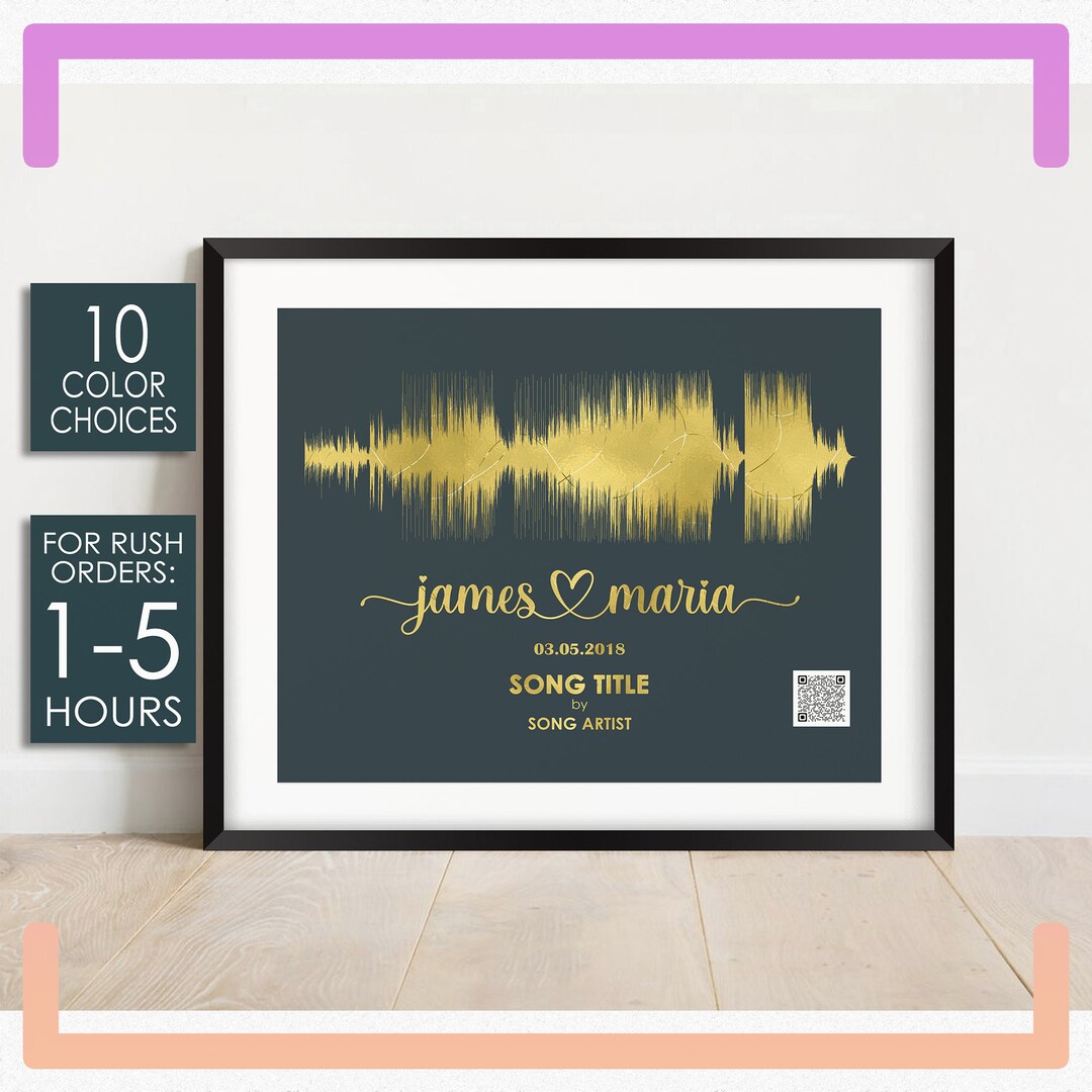 Playable QR Code Sound Wave Printable, Wedding Song Gift for Him