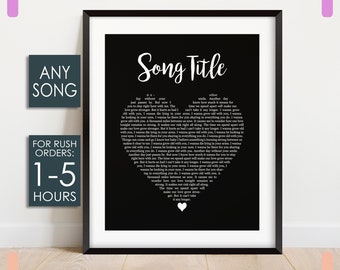 Heart Song Lyrics Print ANY SONG | Personalised Wedding Gift | Anniversary Gifts | Your Song | First Dance Gift | Wedding Vows