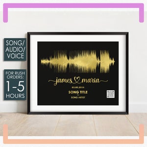 Playable QR Code Sound Wave Printable, Wedding Song Gift For Him, Personalised Anniversary Gift, Sound Wave, Gift for Husband Dad Brother