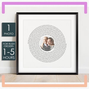 Testi di canzoni in vinile da parete per papà, regalo personalizzato per papà da parte della figlia, testi di canzoni stampabili, regalo personalizzato con foto per papà